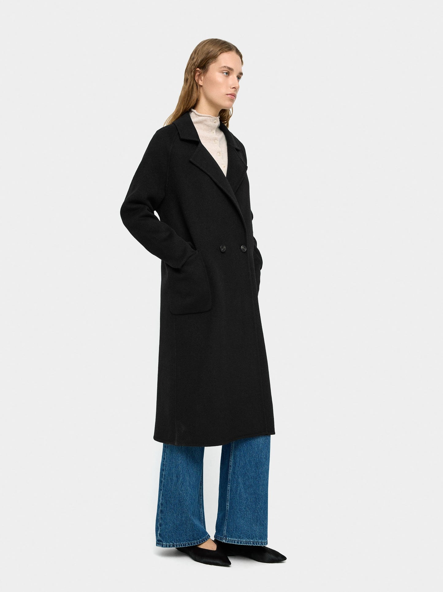 Long Coat With Wool Blend