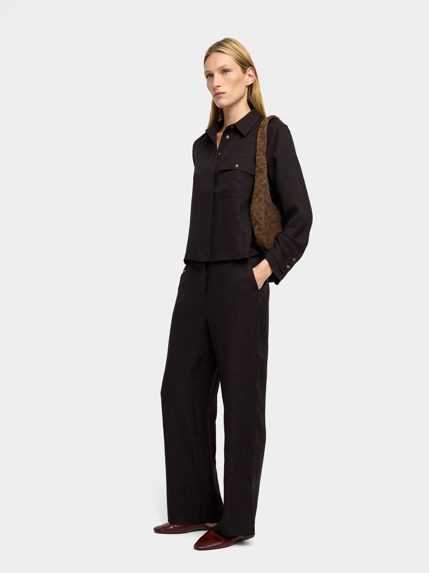 Wrinkled Effect Flowy Pants