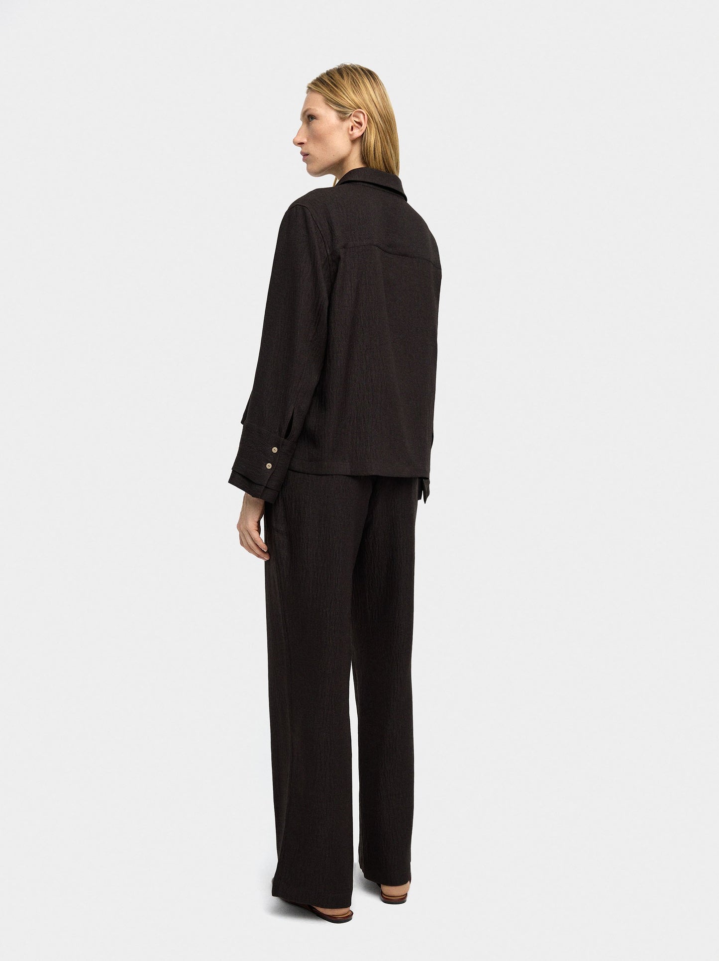 Wrinkled Effect Flowy Pants