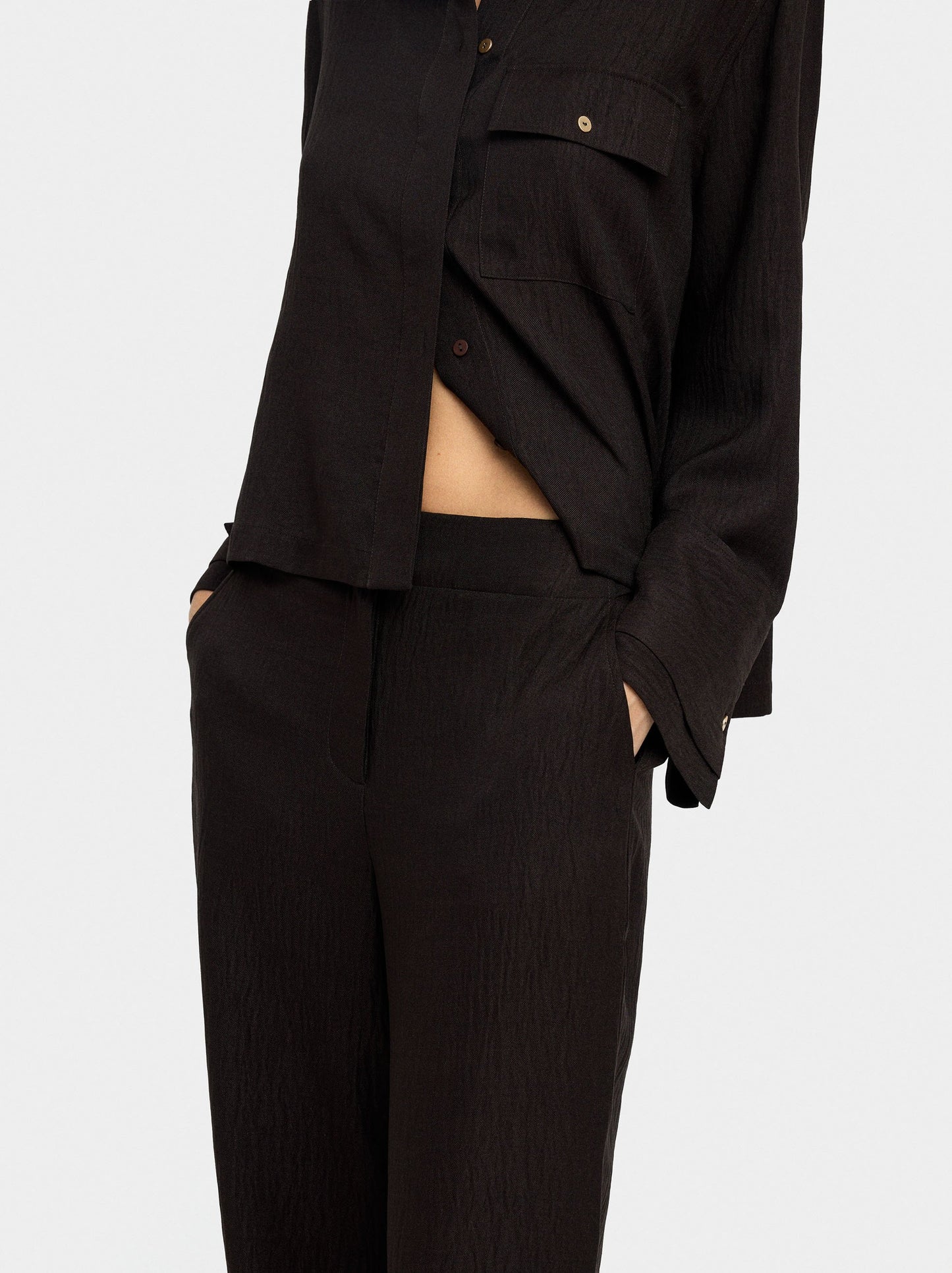 Wrinkled Effect Flowy Pants
