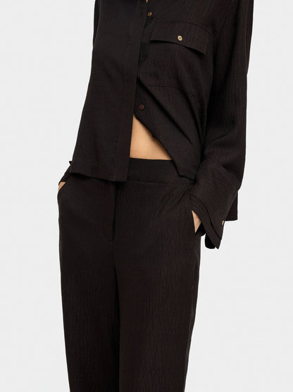 Wrinkled Effect Flowy Pants
