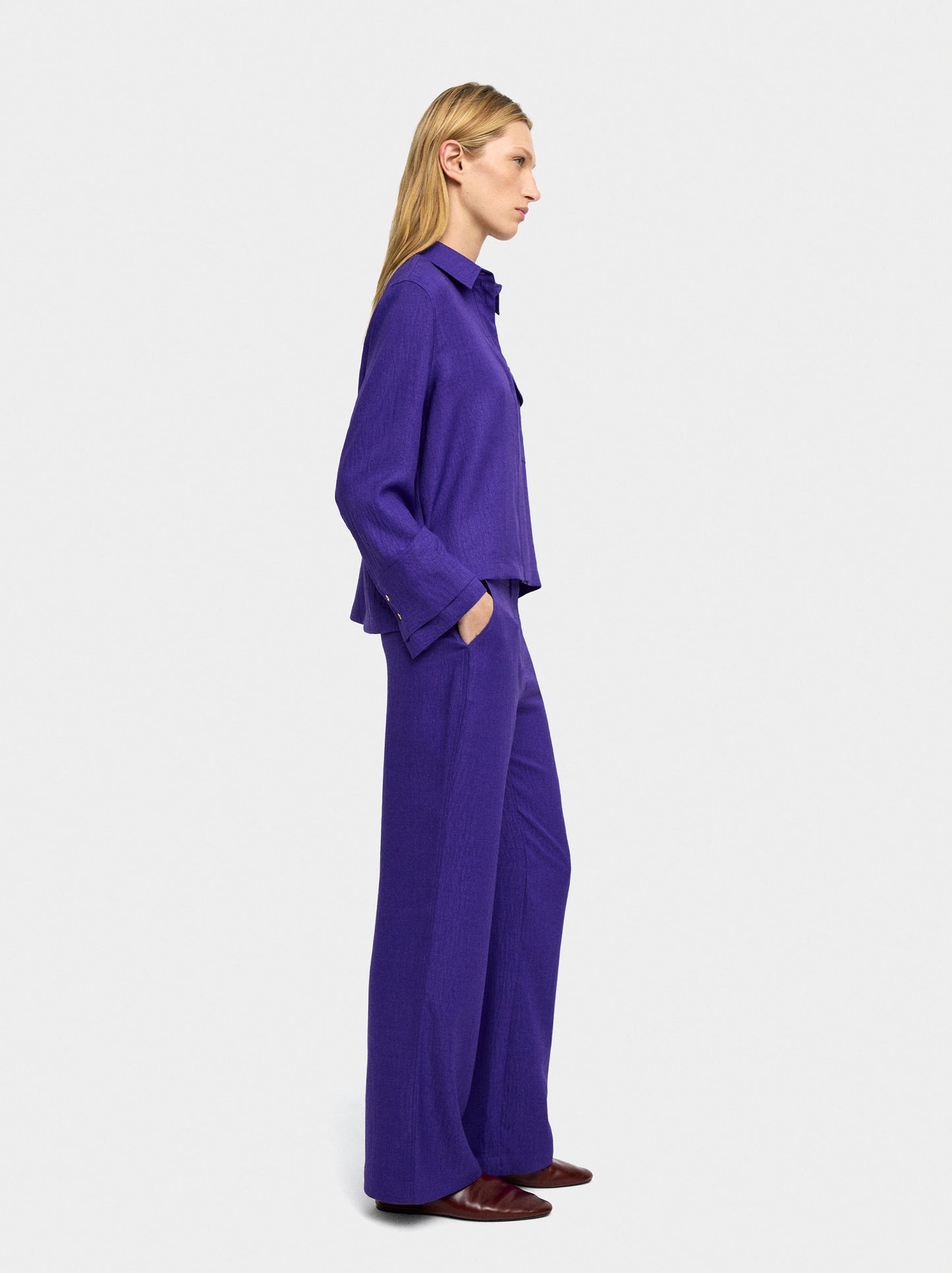 Wrinkled Effect Flowy Pants
