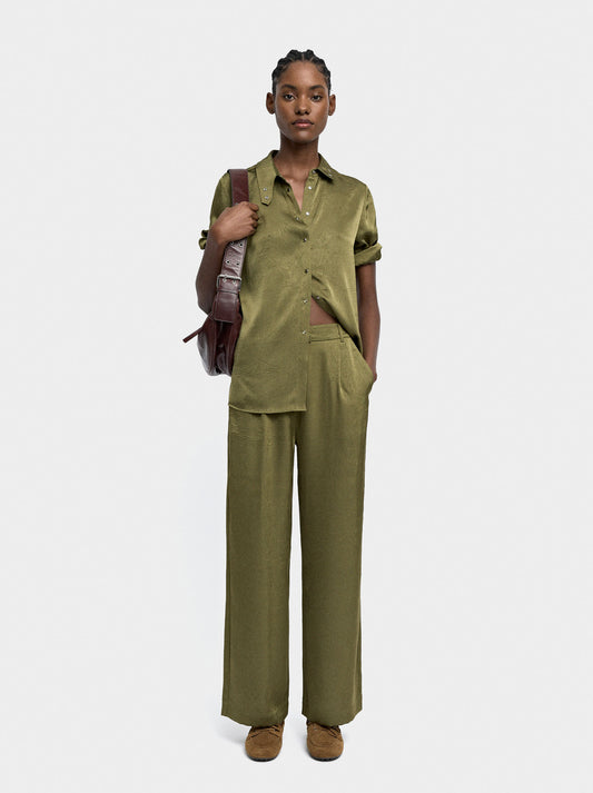 Wrinkled Effect Flowy Pants