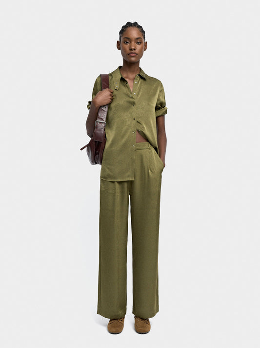 Wrinkled Effect Flowy Pants