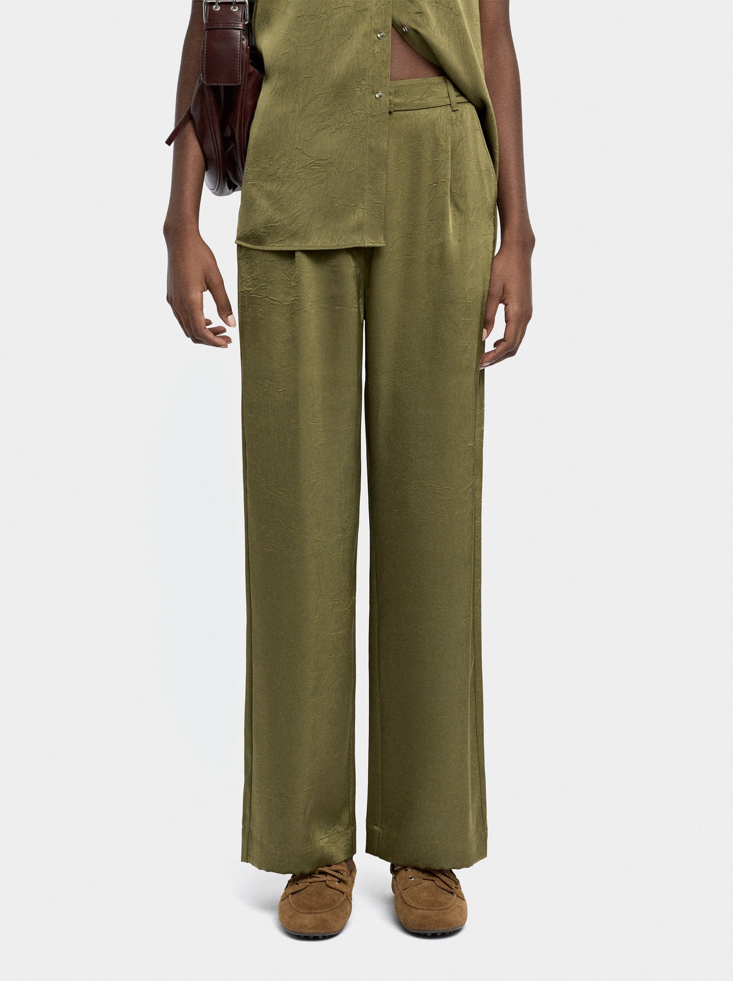 Wrinkled Effect Flowy Pants