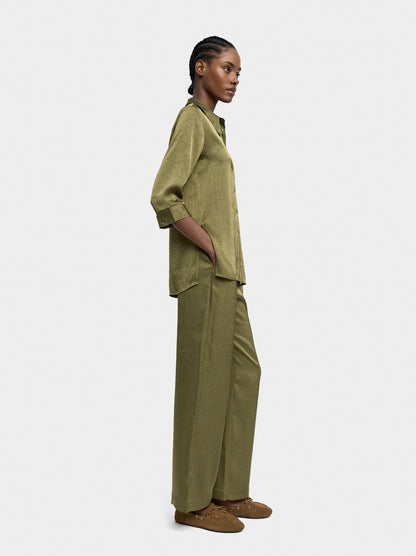 Wrinkled Effect Flowy Pants