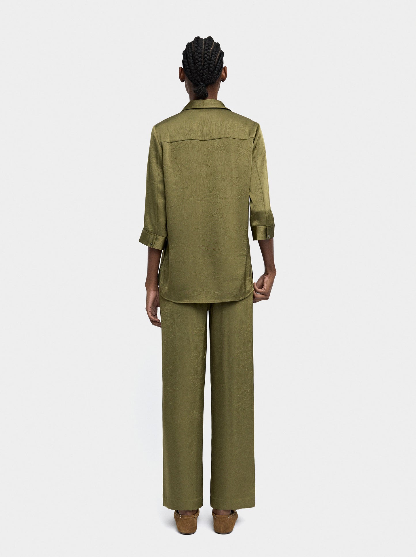 Wrinkled Effect Flowy Pants