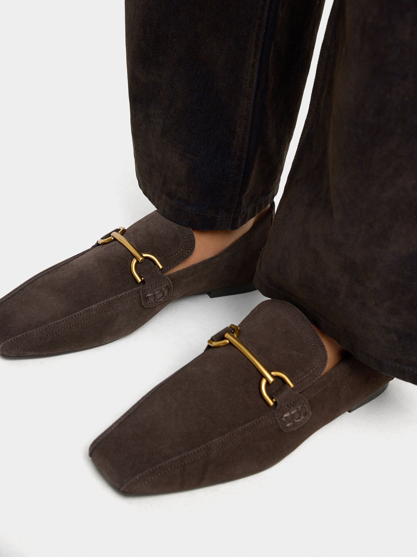 Leather Moccasins With Metallic Detail