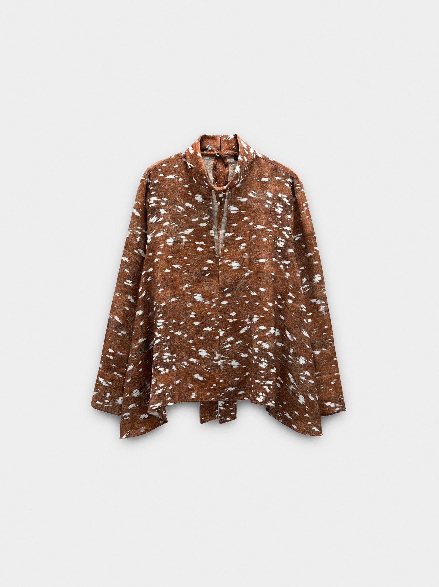 Long-Sleeve Animal Print Blouse