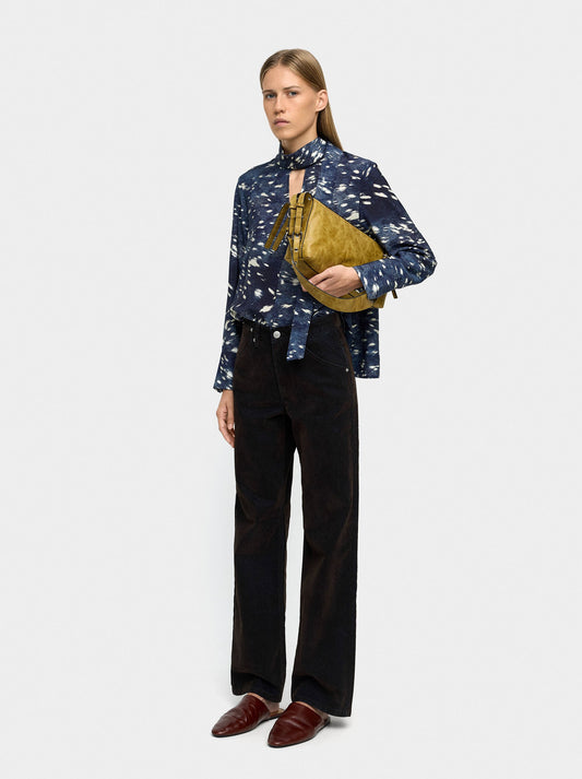 Long-Sleeve Animal Print Blouse