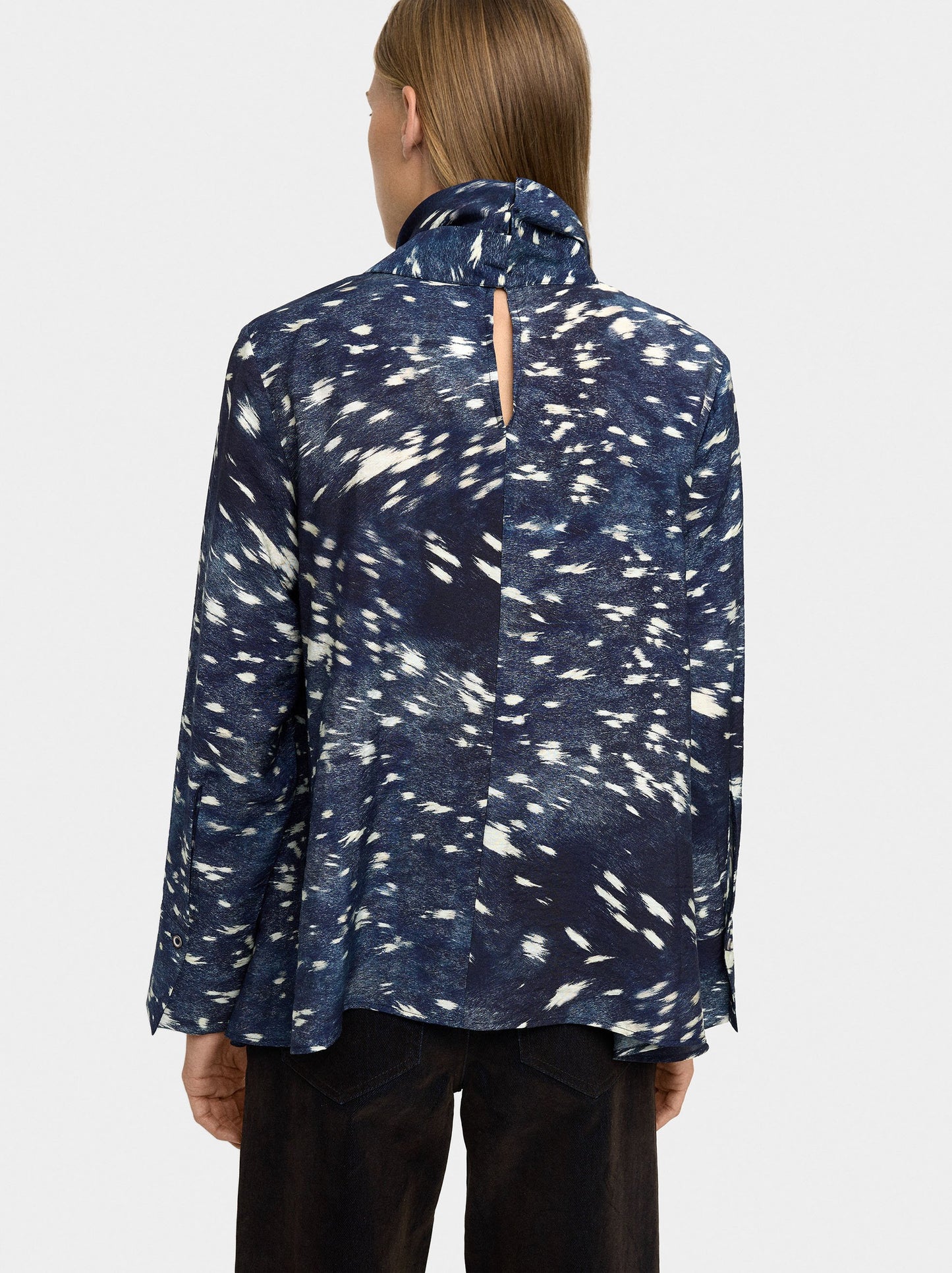 Long-Sleeve Animal Print Blouse