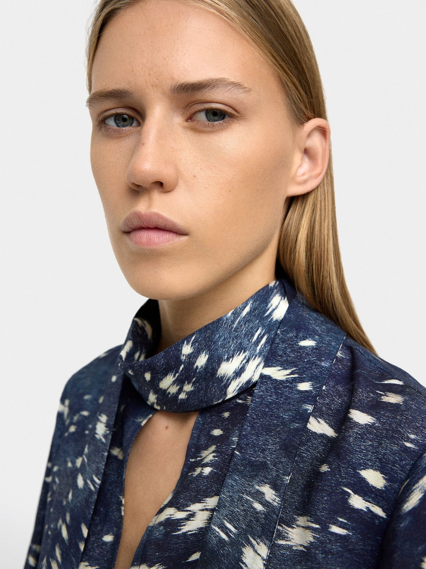 Long-Sleeve Animal Print Blouse