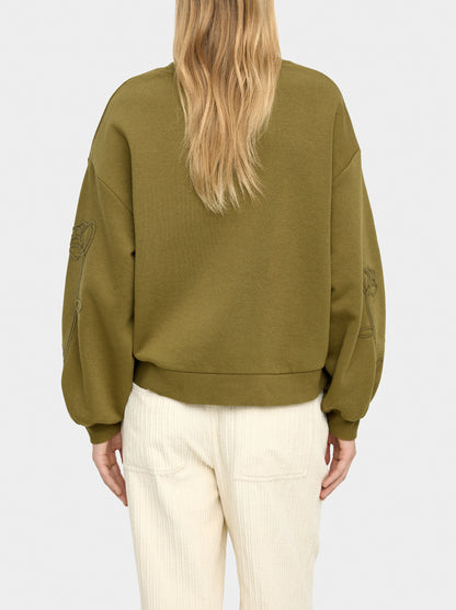Cotton Sweatshirt With Flower