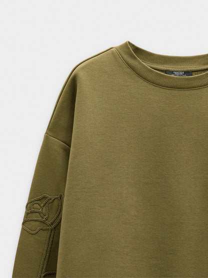 Cotton Sweatshirt With Flower