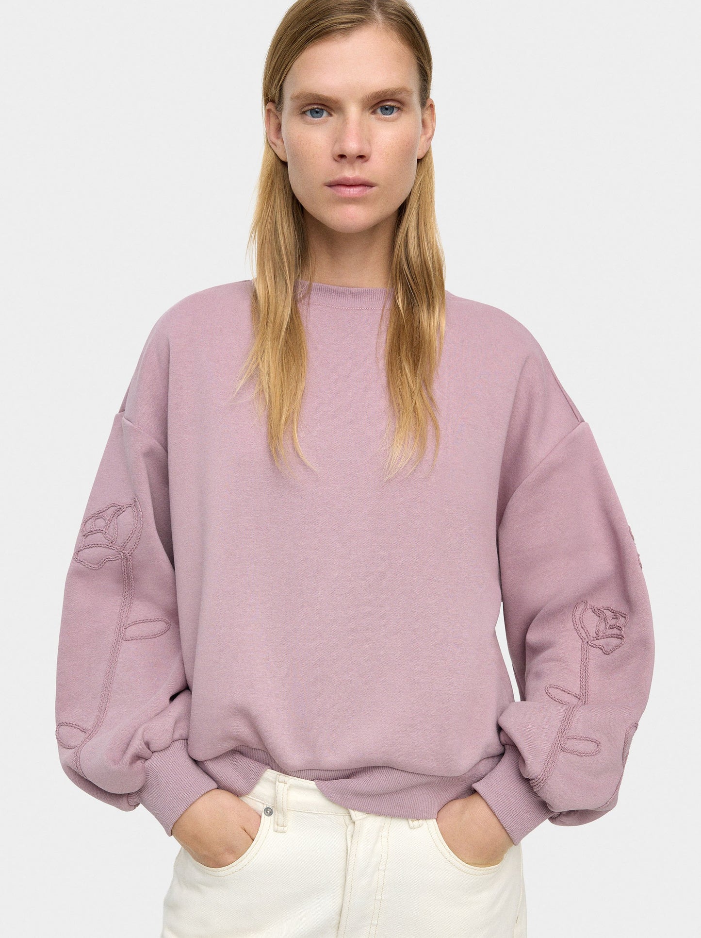 Cotton Sweatshirt With Flower