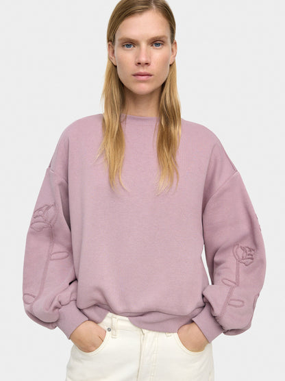 Cotton Sweatshirt With Flower