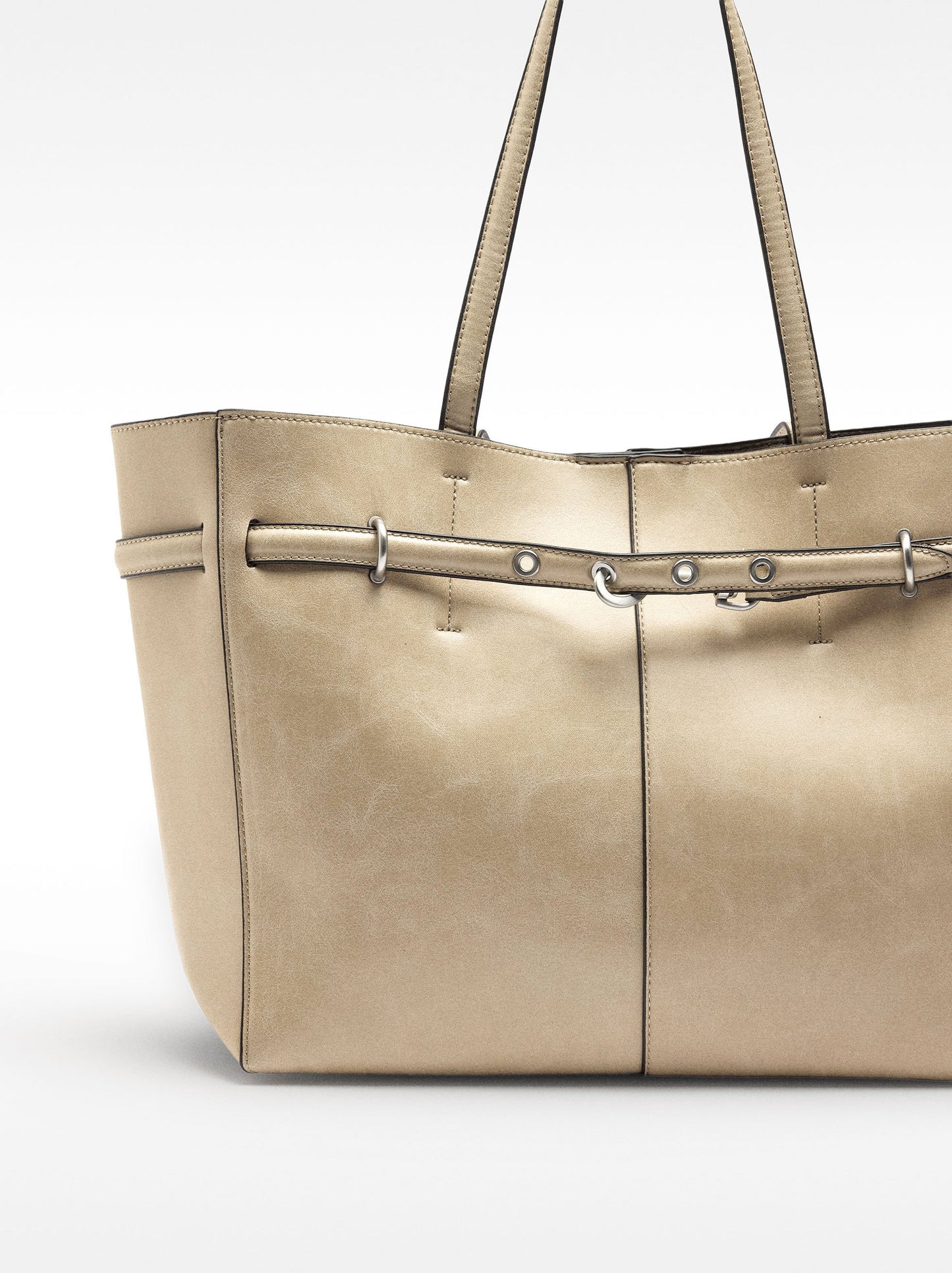 Crackle-Effect Shopper Bag