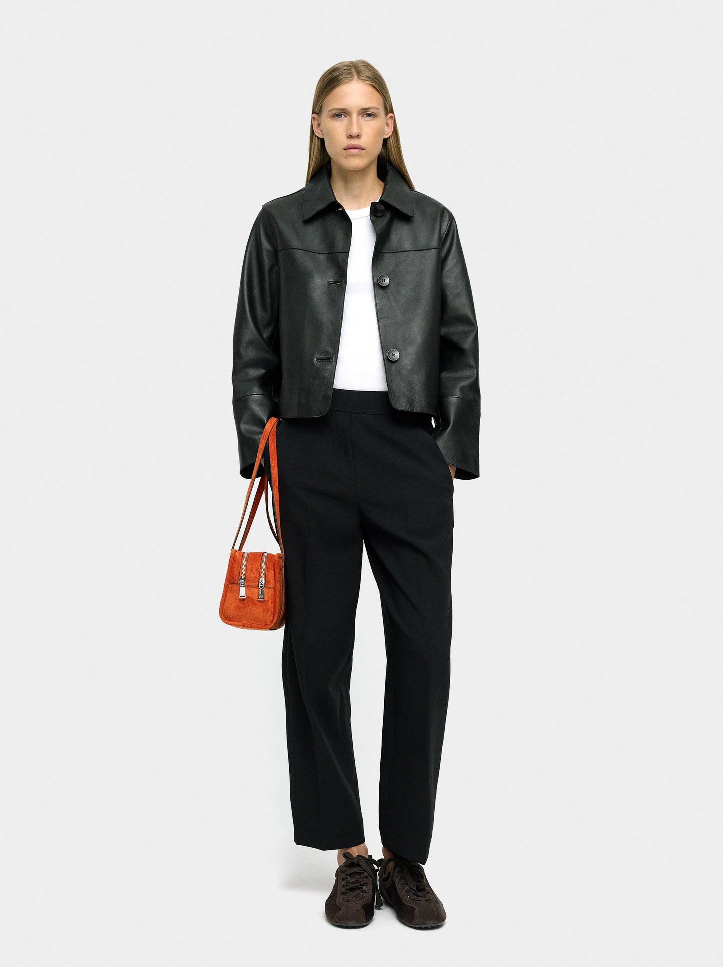 Leather Jacket With Topstitching