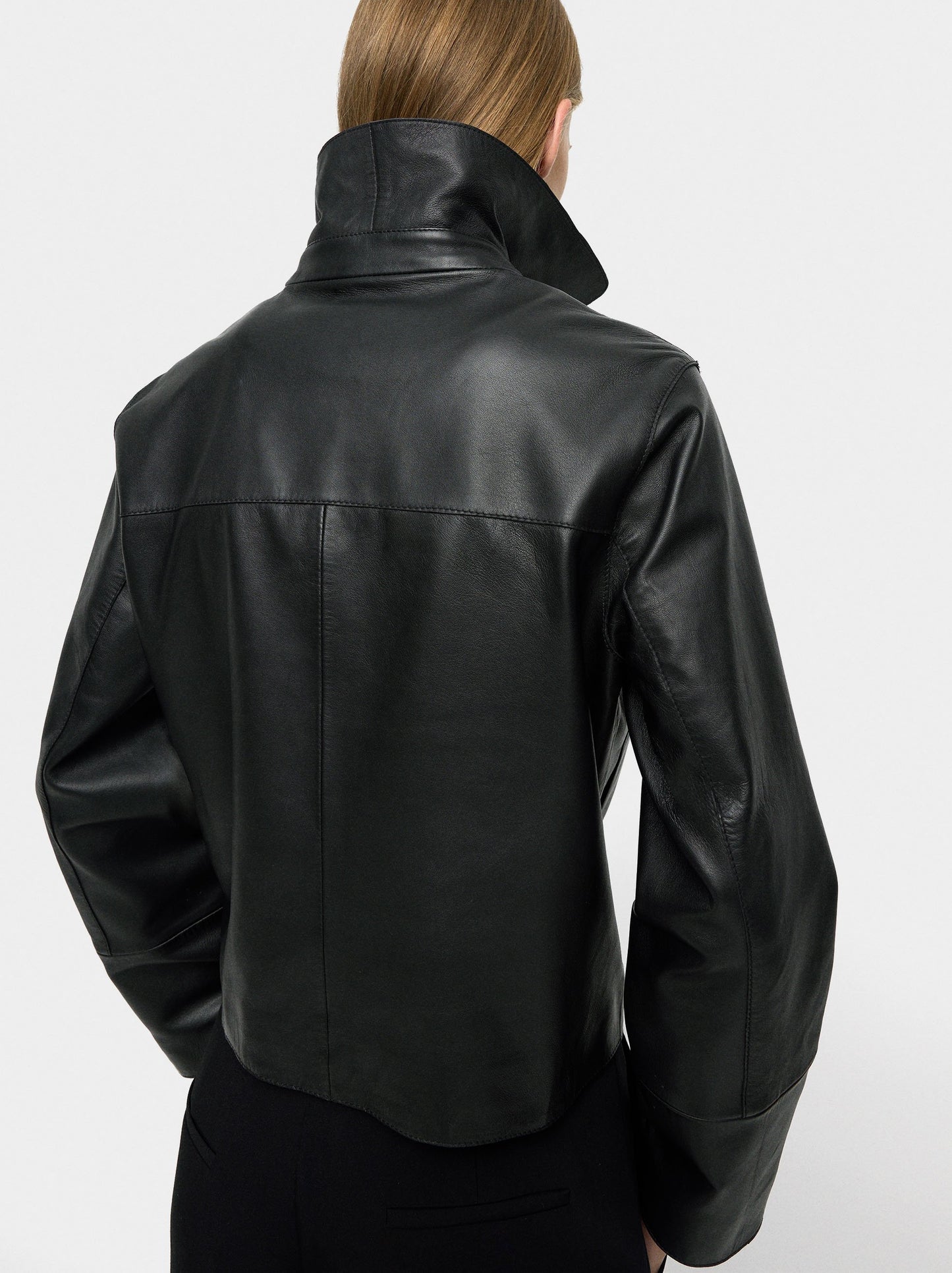 Leather Jacket With Topstitching