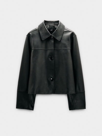 Leather Jacket With Topstitching