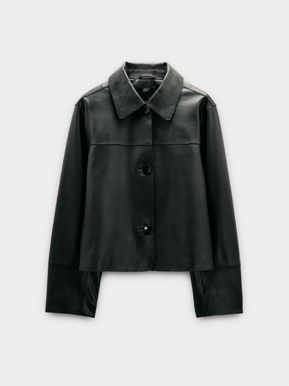 Leather Jacket With Topstitching