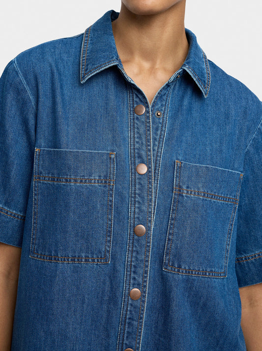 Denim Dress With 100% Cotton