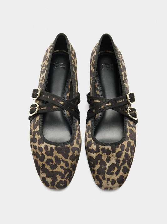 Ballet Flats With Animal Printed Fabric