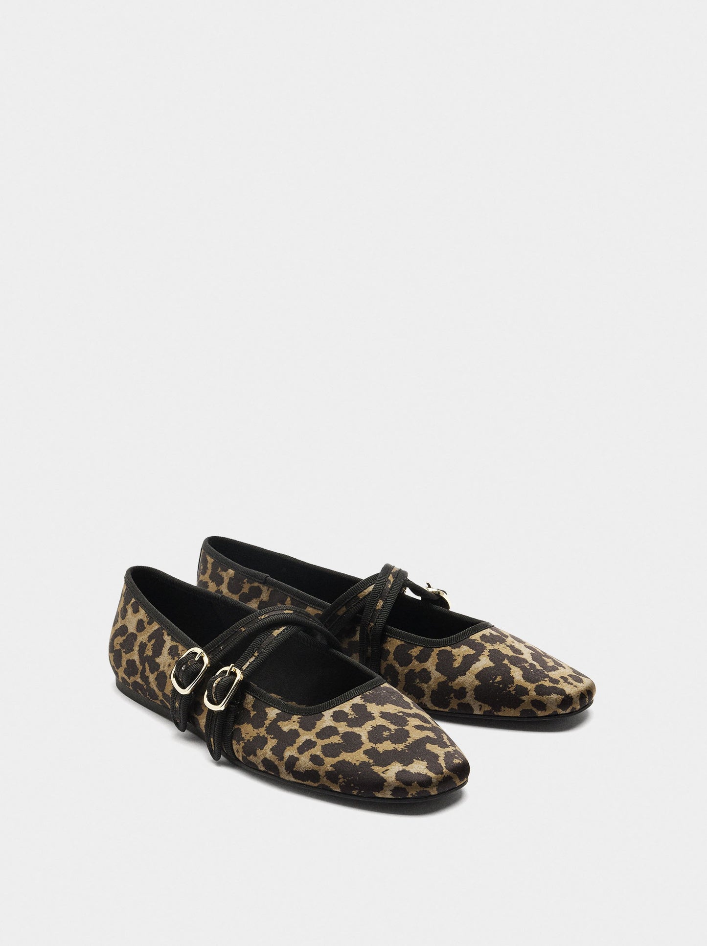 Ballet Flats With Animal Printed Fabric