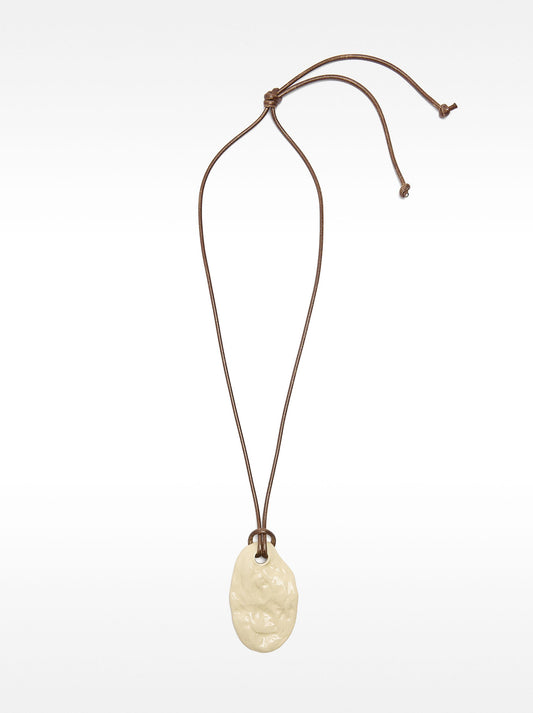 Cord Necklace With Ceramic Pendant