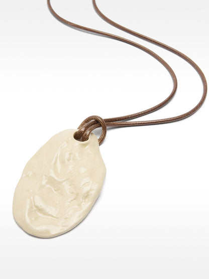 Cord Necklace With Ceramic Pendant