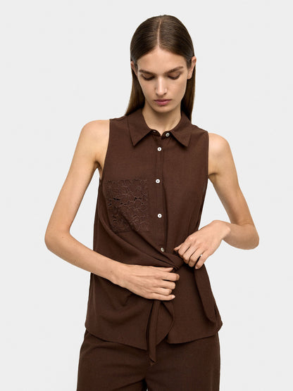 Top With Embroidery And Knot