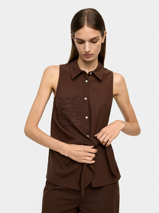 Top With Embroidery And Knot