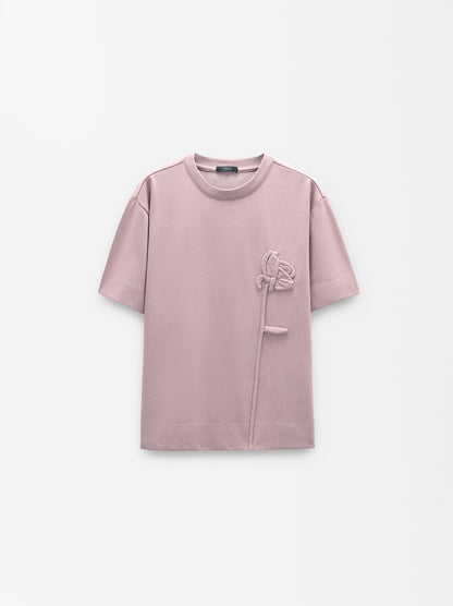 Cotton T-Shirt With Flower