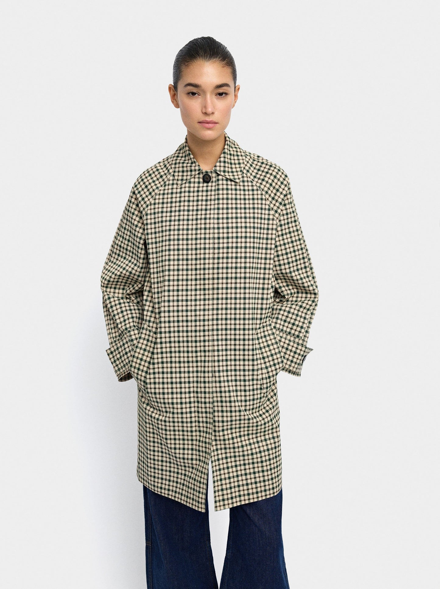 Parka With Printed Check Pattern
