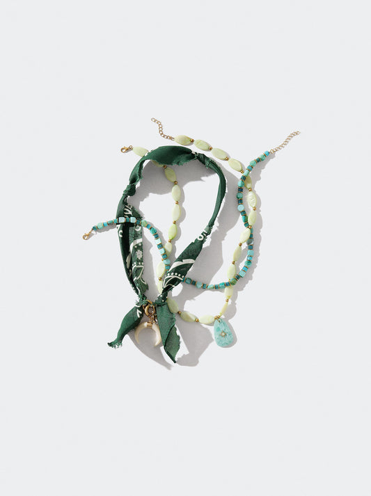 Set Of Necklaces With Stones And Shells