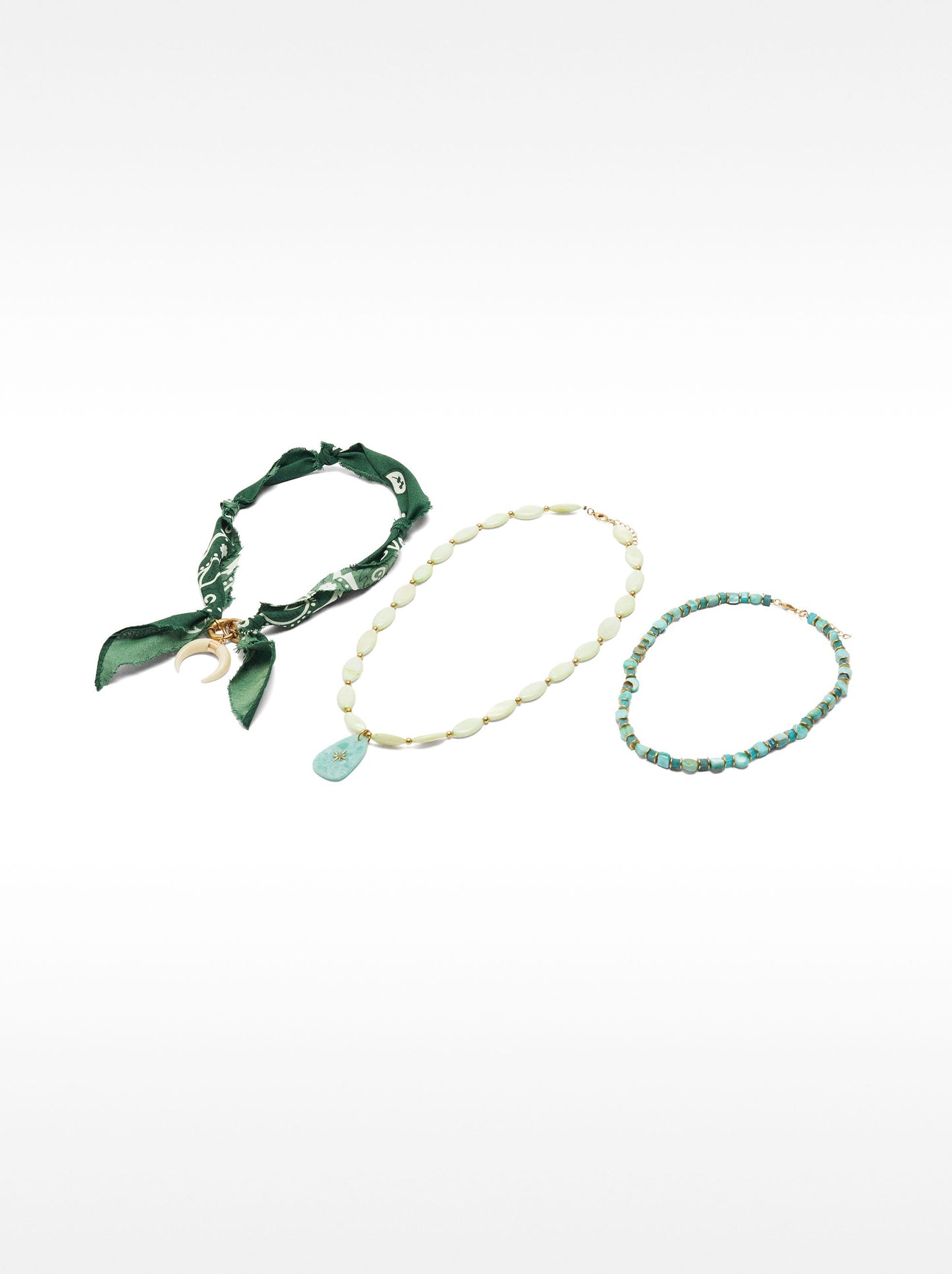 Set Of Necklaces With Stones And Shells