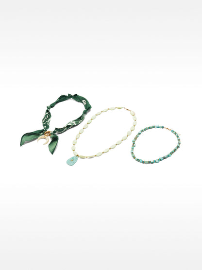 Set Of Necklaces With Stones And Shells