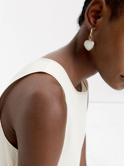 Hoop Earrings With Stone Hearts