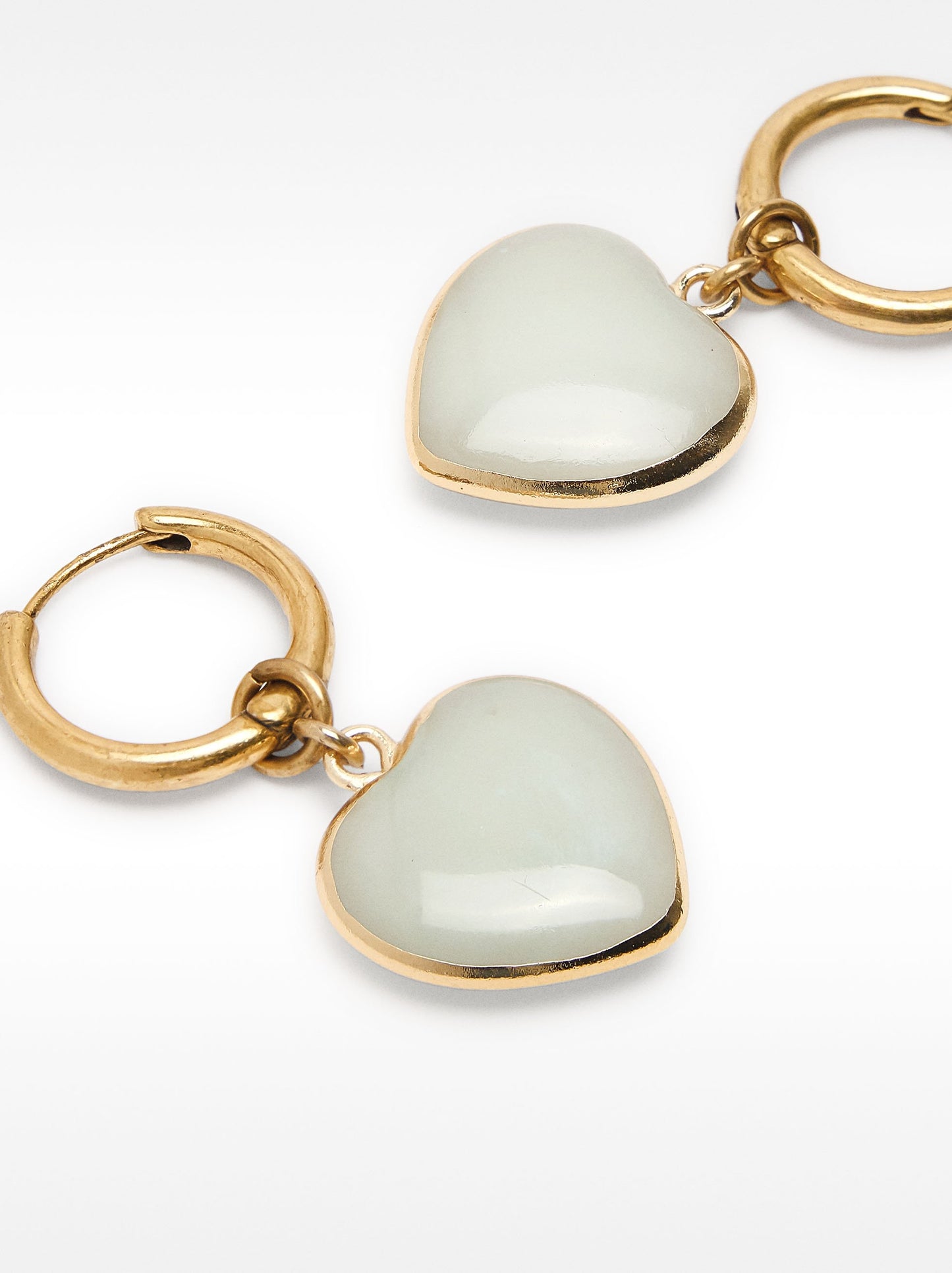 Hoop Earrings With Stone Hearts