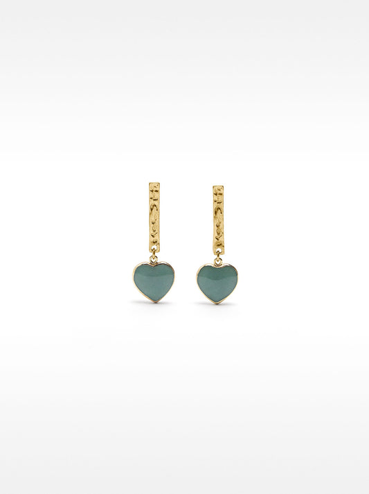 Bar Earrings With Stone Hearts