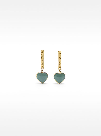 Bar Earrings With Stone Hearts