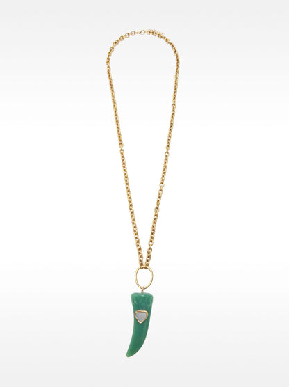 Long Necklace Of Links With Stone Pendant