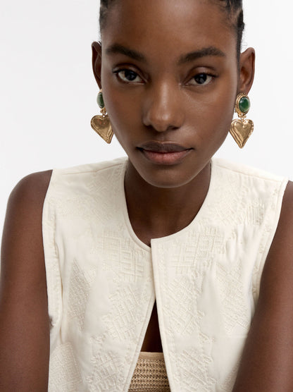 Heart Earrings With Stone