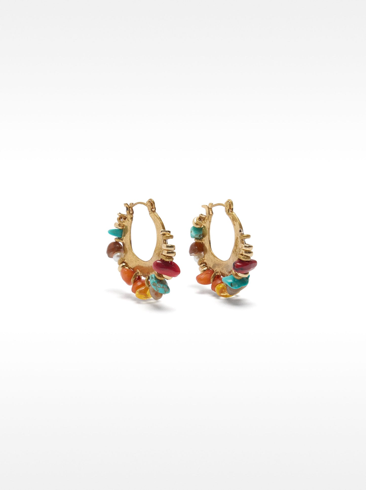 Hoop Earrings With Multicolor Stones