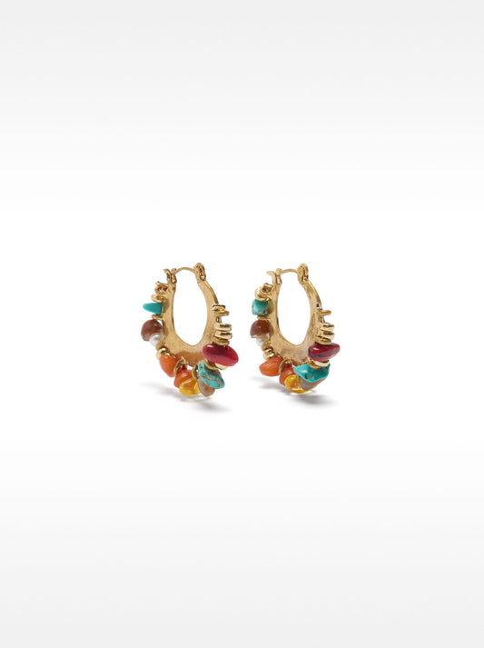 Hoop Earrings With Multicolor Stones