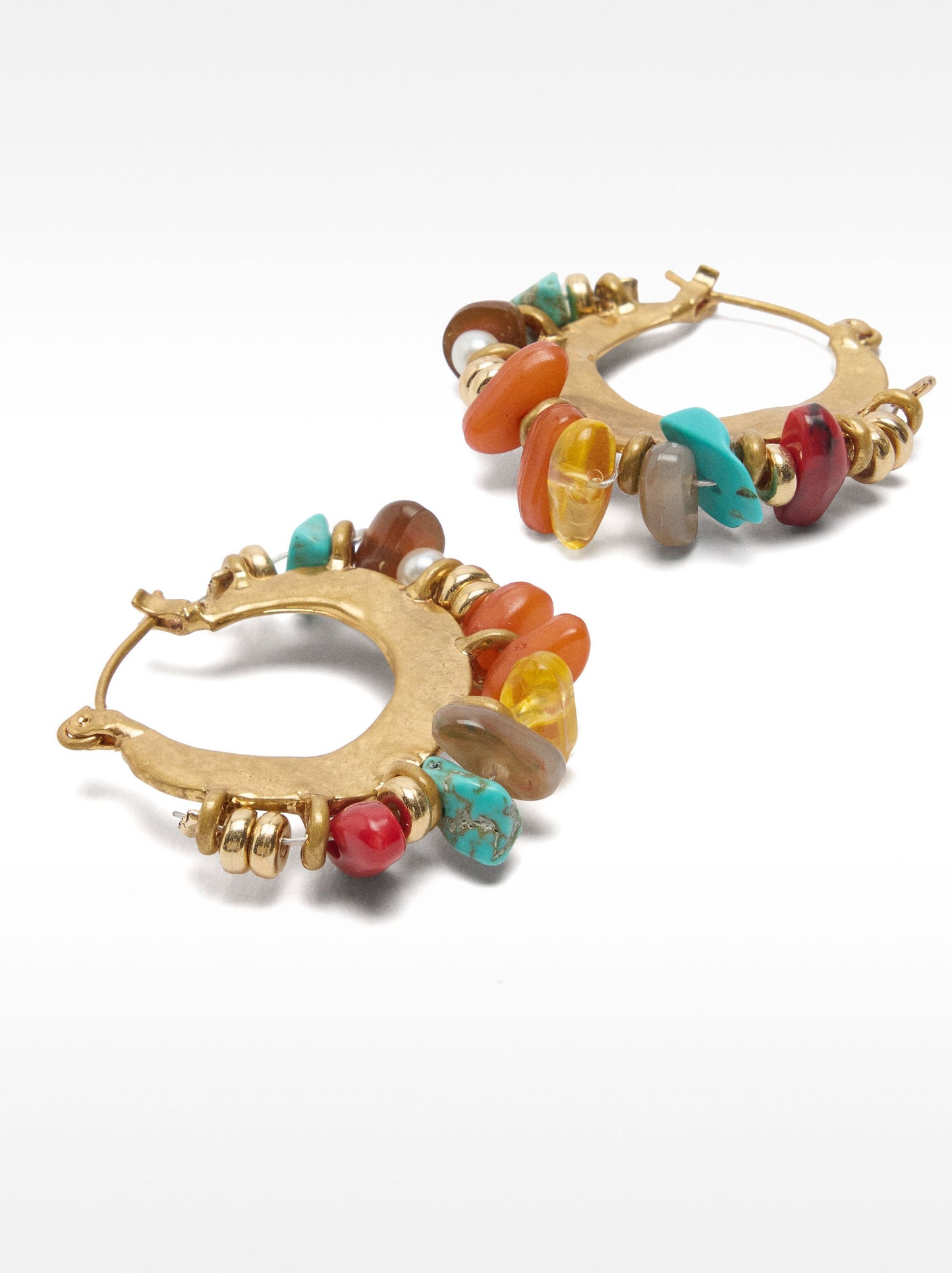 Hoop Earrings With Multicolor Stones