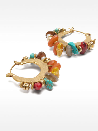 Hoop Earrings With Multicolor Stones