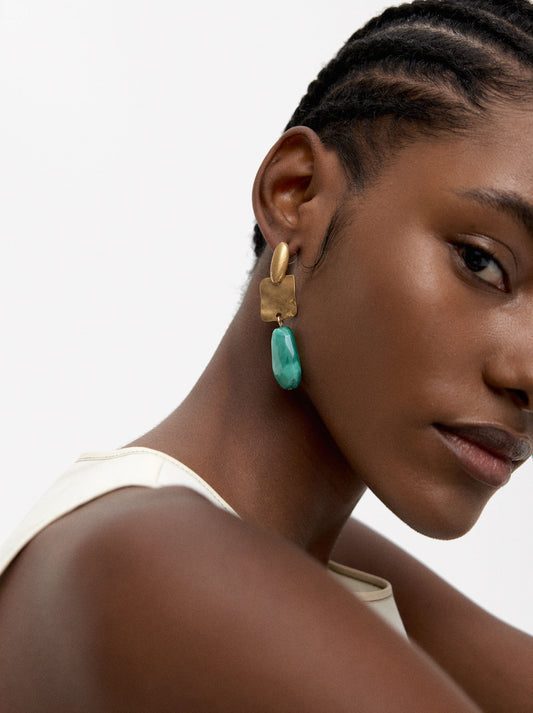 Long Earrings With Stone Effect