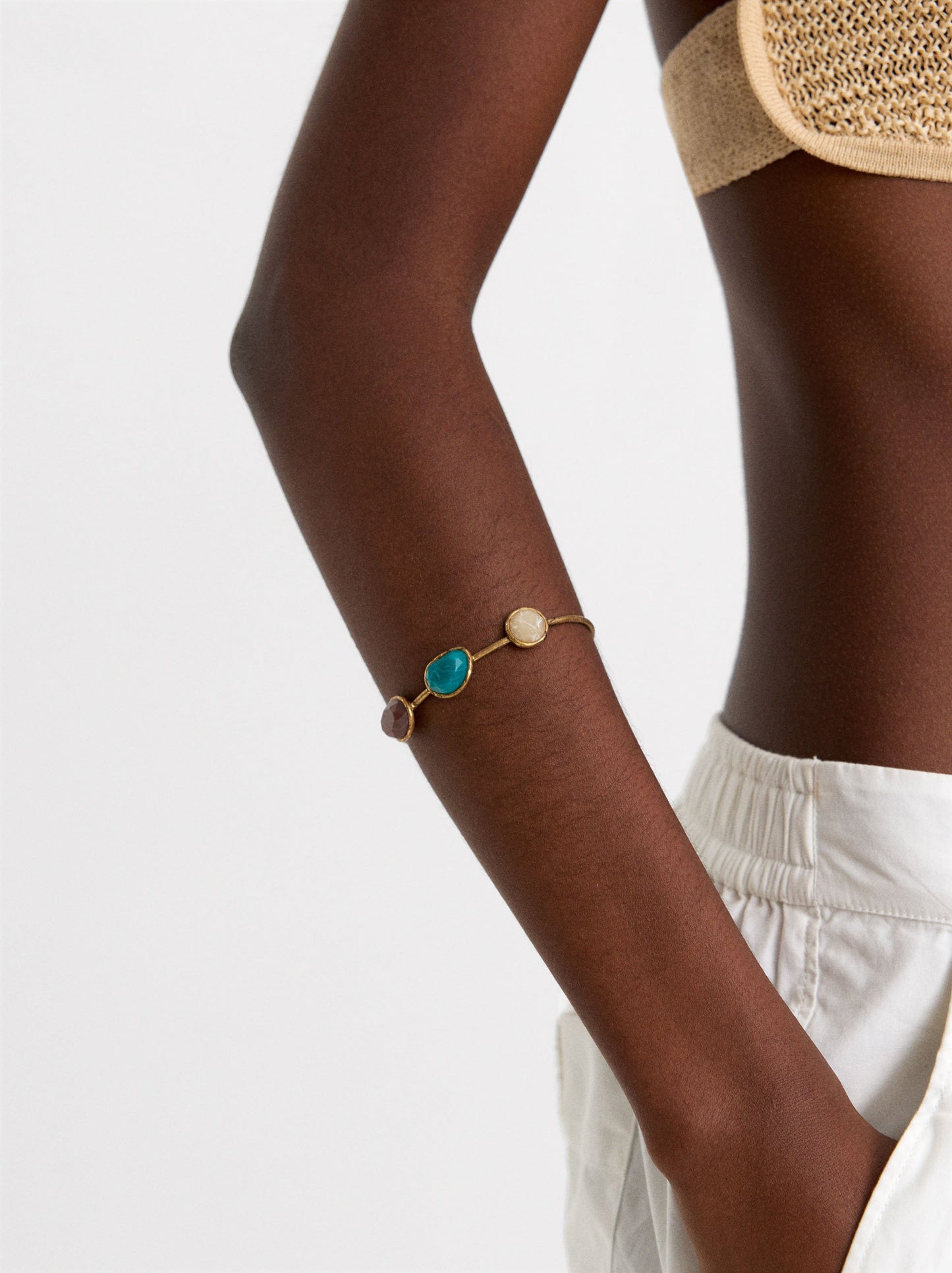 Open Bracelet With Stone Effect Details
