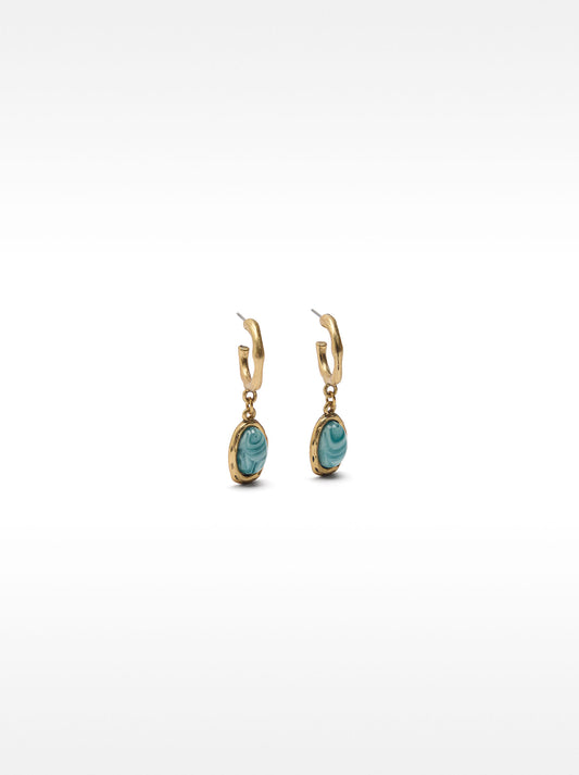 Open Hoop Earrings With Stone Effect Pendant